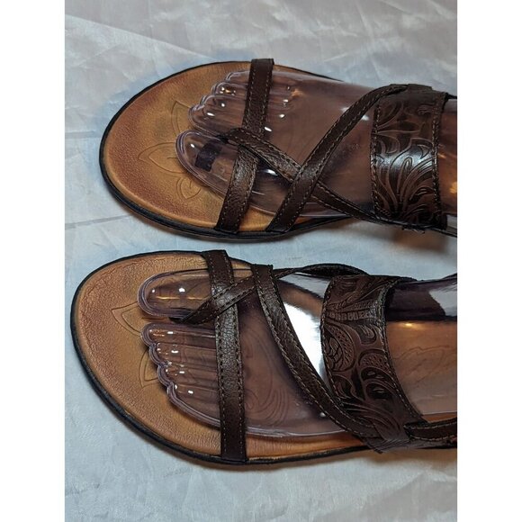 BOC Born Concept Sandals Womens 8M Thong Flats Slingback Brown Faux Leather - Picture 2 of 16